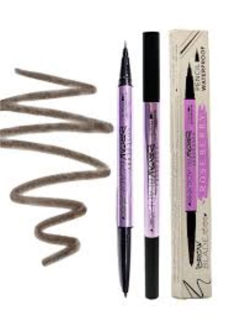 قلم تحديد الحواجب 2 في 1 من روز بيري - قلم حواجب مقاوم للماء، قلم تحديد حواجب لرسم وملء الحواجب، لون بني غامق