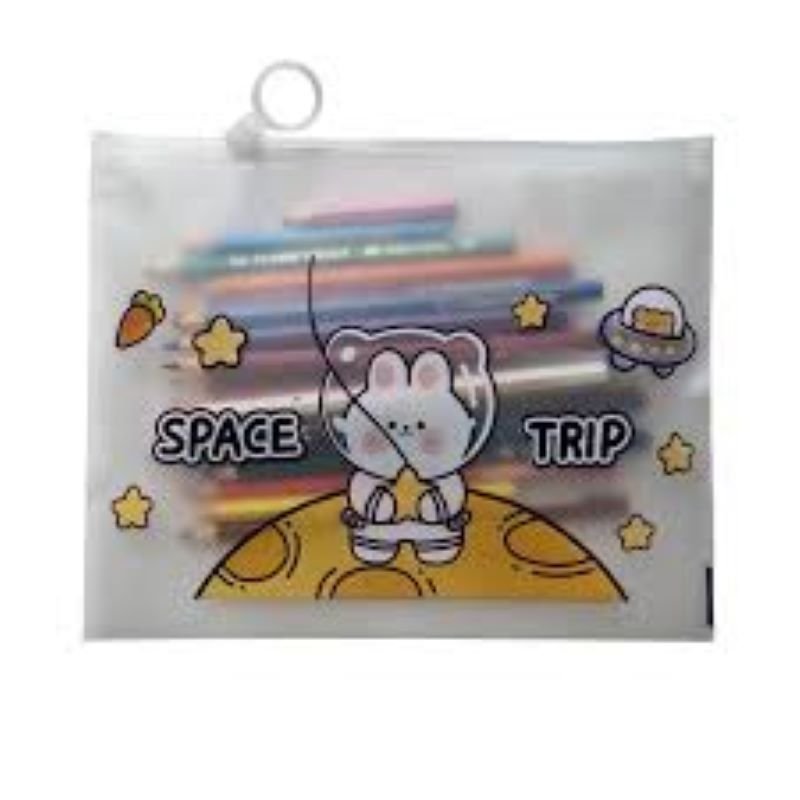 تنزيل (5) حقيبة أقلام شفافة أنيقة - تنظيم أغراض السفر - مقلمة شفافه بسعه كبيره - حافظة اقلام رصاص بناتي شكل عشوائي 4 قطع