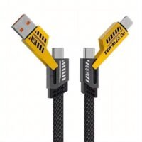 صورة تعرض نهايات الكابل (USB-C, Lightning, Micro USB): نهايات كابل شحن 4 في 1 متوافقة مع آيفون وأندرويد