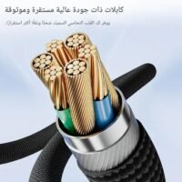 كابل شحن K-MOJOS بشاشة رقمية وقدرة 100 واط للآيفون مزود بإضاءة و شاشة LED - لون اسود