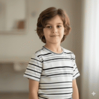 Gemini_Generated_Image_1tpxrp1tpxrp1tpx تيشيرت عصري بخطوط أنيقة، يجمع بين الأناقة والراحة ياقة دائرية كم قصير