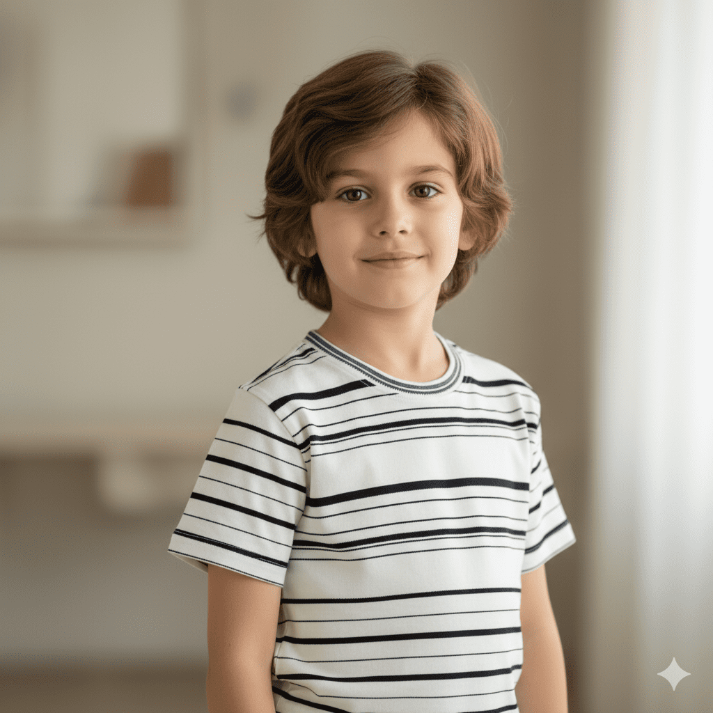 Gemini_Generated_Image_1tpxrp1tpxrp1tpx تيشيرت عصري بخطوط أنيقة، يجمع بين الأناقة والراحة ياقة دائرية كم قصير