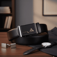 حزام جلد كلاسيكي بمشبك مربع للرجال من سوبك