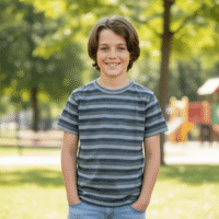 Gemini_Generated_Image_5y5mkq5y5mkq5y5m تيشيرت عصري بخطوط أنيقة، يجمع بين الأناقة والراحة ياقة دائرية كم قصير
