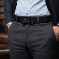 حزام جلد كلاسيكي بمشبك مربع للرجال من سوبك