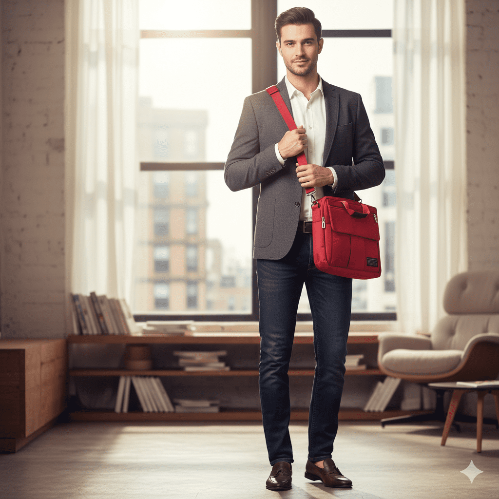 Gemini_Generated_Image_agg52sagg52sagg5 شنطه لاب توب كتف واحد من سوبك لون احمر ، للجنسين