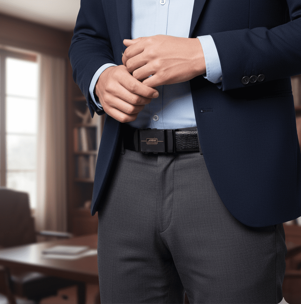 Gemini_Generated_Image_ewxfxfewxfxfewxf حزام جلد كلاسيكي بمشبك مربع للرجال من سوبك