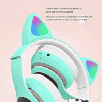 Gemini_Generated_Image_exhug3exhug3exhu سماعات راس بلوتوث لاسلكية للاطفال ، سماعات راس قابلة للطي للبنات فوق الاذن، اذني قطة لطيفة، قابلة للطي، صوت لاسلكي للاطفال، سماعات بلوتوث 5.0 للتابلت/الجوال/الكمبيوتر