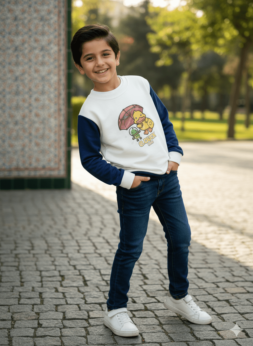 Gemini_Generated_Image_gjhdz6gjhdz6gjhd تيشيرت "الكتكوت الذكي" - مزيج من الدفء والأناقة لطفلك! 🐥☂️