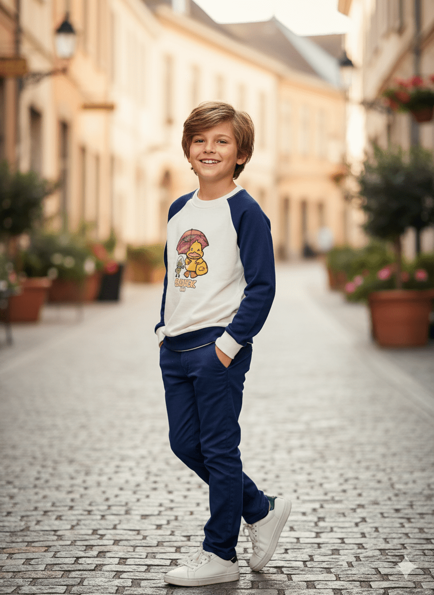 Gemini_Generated_Image_jri0kyjri0kyjri0 تيشيرت "الكتكوت الذكي" - مزيج من الدفء والأناقة لطفلك! 🐥☂️