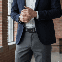 حزام جلد كلاسيكي بمشبك مربع للرجال من سوبك