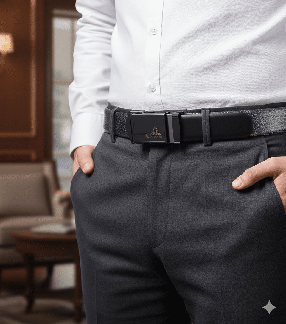 حزام جلد كلاسيكي بمشبك مربع للرجال من سوبك