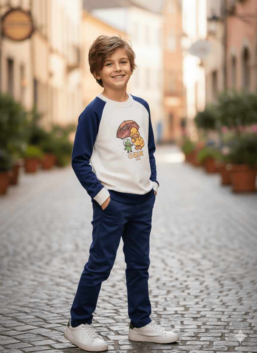 Gemini_Generated_Image_o4xpflo4xpflo4xp تيشيرت "الكتكوت الذكي" - مزيج من الدفء والأناقة لطفلك! 🐥☂️