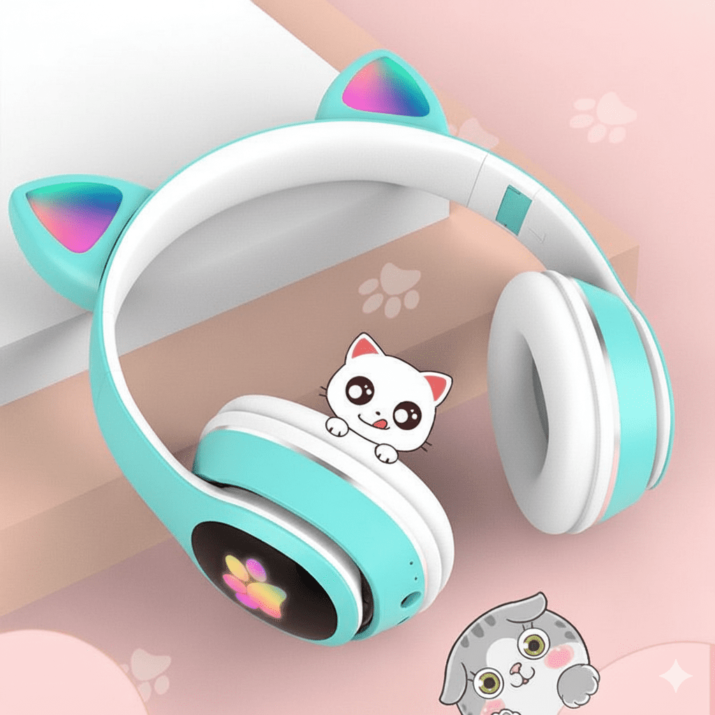 Gemini_Generated_Image_s5wqgfs5wqgfs5wq سماعات راس بلوتوث لاسلكية للاطفال ، سماعات راس قابلة للطي للبنات فوق الاذن، اذني قطة لطيفة، قابلة للطي، صوت لاسلكي للاطفال، سماعات بلوتوث 5.0 للتابلت/الجوال/الكمبيوتر