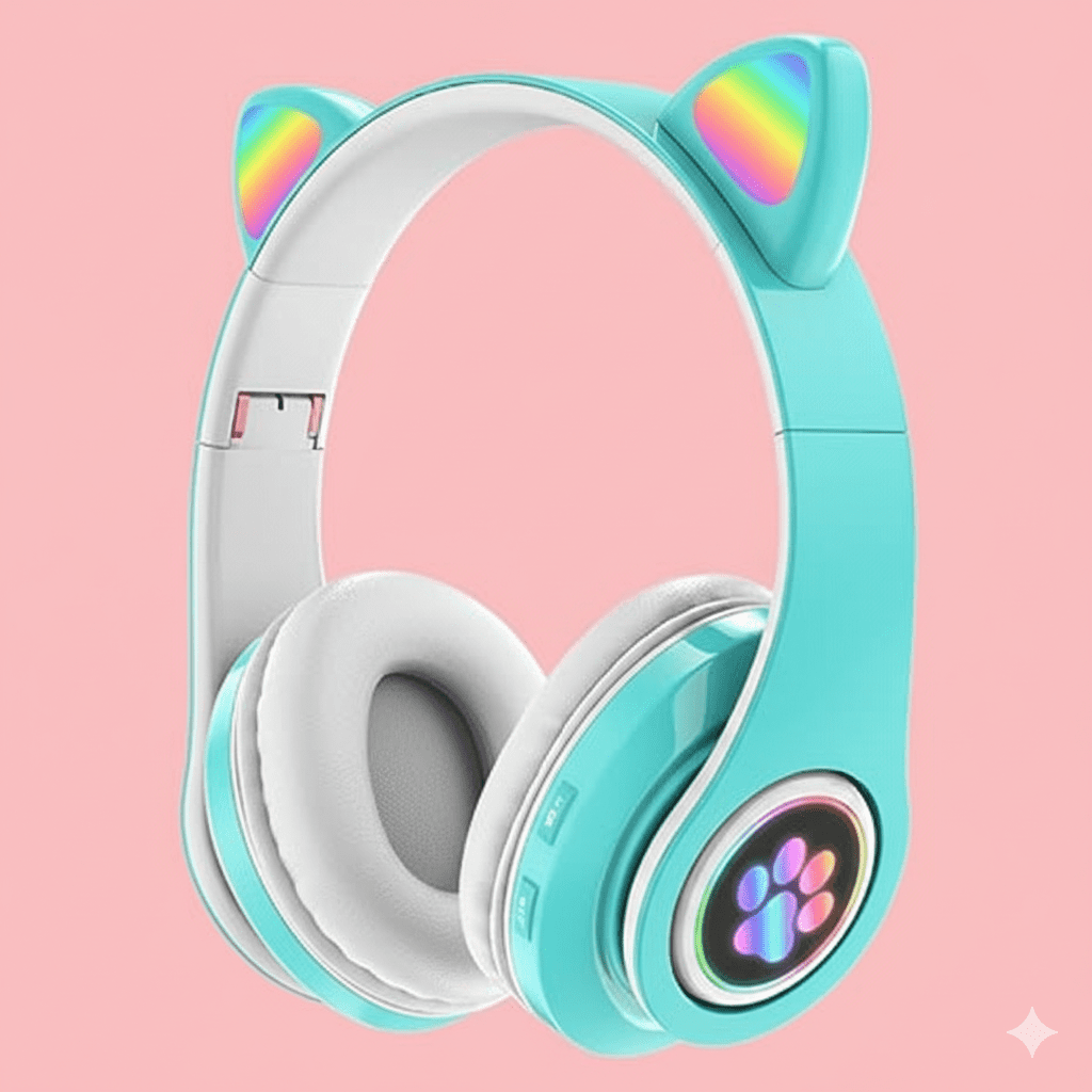 Gemini_Generated_Image_ws7w5gws7w5gws7w سماعات راس بلوتوث لاسلكية للاطفال ، سماعات راس قابلة للطي للبنات فوق الاذن، اذني قطة لطيفة، قابلة للطي، صوت لاسلكي للاطفال، سماعات بلوتوث 5.0 للتابلت/الجوال/الكمبيوتر