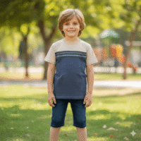 Gemini_Generated_Image_y309c9y309c9y309 تيشيرت عصري بخطوط أنيقة، يجمع بين الأناقة والراحة ياقة دائرية كم قصير
