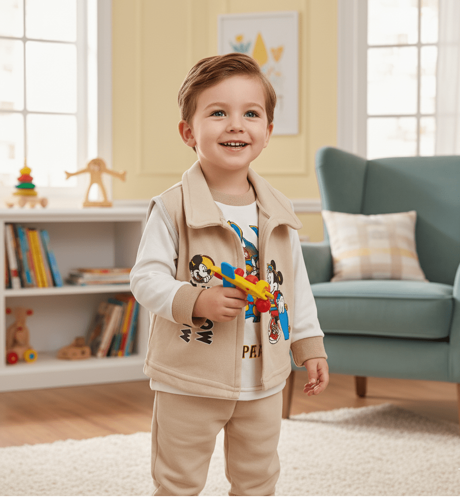 Gemini_Generated_Image_uq4t5cuq4t5cuq4t بيجاما شتوي اولادي طبعة كرتونية بالوان مبهجة وانيقة 3 قطع تيشرت وبنطلون وفيست