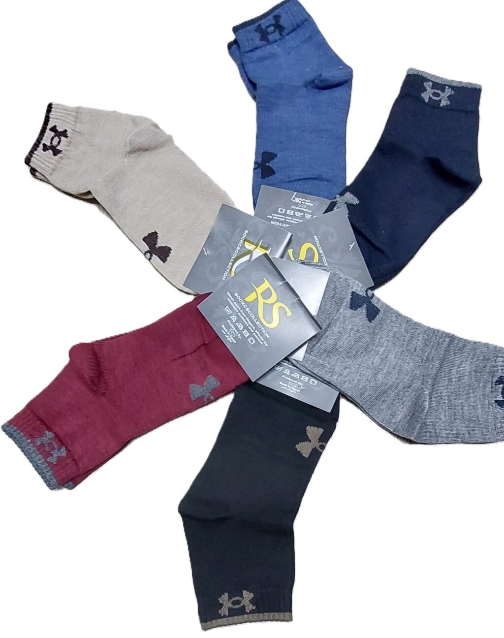 شرابات رجالي قصيرة (أنكل) بألوان متعددة، شراب رياضي بمزيج قطني مريح، 3 أزواج