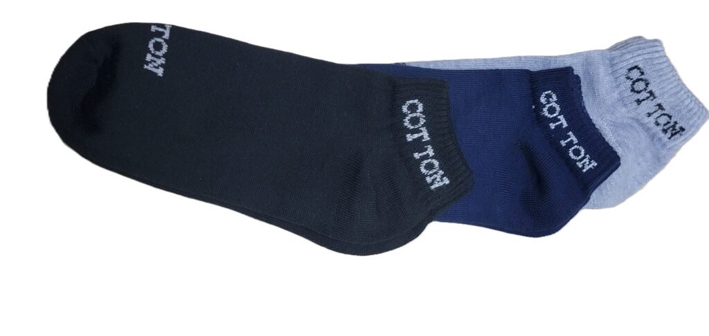 شرابات رجالي قصيرة (أنكل) بألوان متعددة، شراب رياضي بمزيج قطني مريح، 3 أزواج