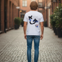 تيشرت كلاسيكي برقبة دائرية ضيقة وأكمام قصيرة من القطن