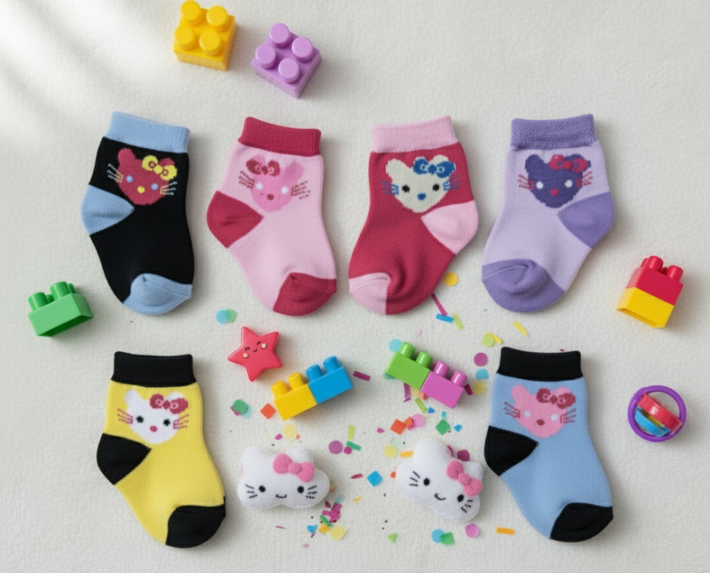 Gemini_Generated_Image_cojgwecojgwecojg طقم شرابات قطن بتصميمات مرحة يحتوي على 5 أزواج + زوج هدية – تصاميم مرحة، خامة مريحة