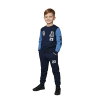 طقم بيجامة للاولاد مكون من قطعتين مكون من سويت شيرت بغطاء للرأس واكمام طويلة وبنطلون مطبوع