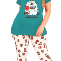 بيجامة نسائية بتصميم كاجوال الوان زاهية ومريحة  و طبعه كرتونية مبهجه.