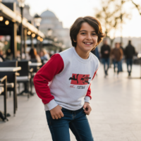 سويتشيرت شتوي للأطفال، مقاس ٦ سنوات بتصميم عصري والأكمام الطويلة، مع طباعة ممتعة