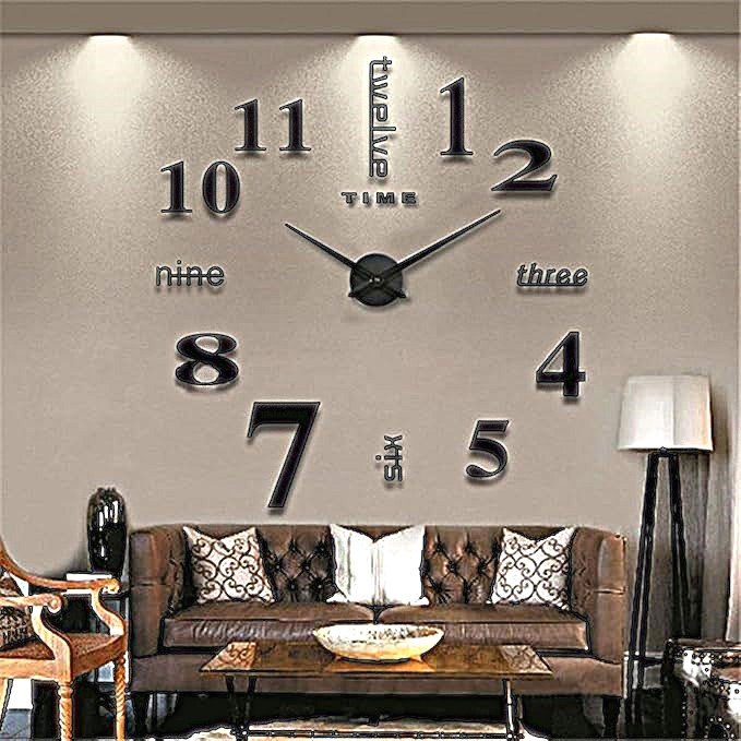 61ZAsbFUX+L._AC_SX679_ ساعة حائط ثلاثي الأبعاد من الأكريليك بتصميم عصري يمكنك تركيبه بنفسك لديكور المنزل والمكتب أسود تناظري