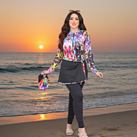 مايوه بوركيني المكون من 3 قطع ( جيمبسوت، سكيرت، وتربونة)سباحة بثقة وأناقة