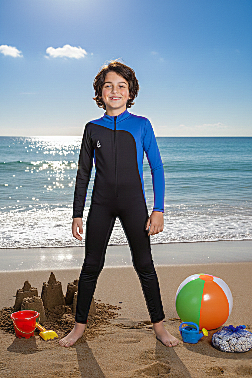 Gemini_Generated_Image_6ng10o6ng10o6ng1 (1) مايوه سباحة قطعة واحدة للأولاد احمي ابنك من ضرر اشعة الشمس وامنحه الحرية و الاناقة