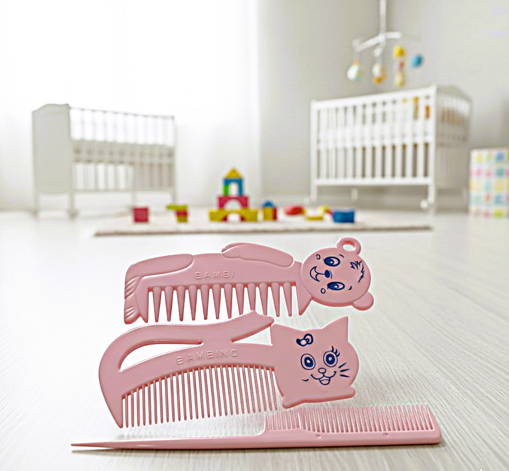 طقم امشاط للاطفال 3 قطع اسنان ناعمه للعنايه بشعر الاطفال