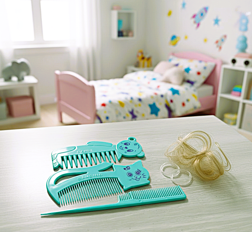 طقم امشاط للاطفال 3 قطع اسنان ناعمه للعنايه بشعر الاطفال