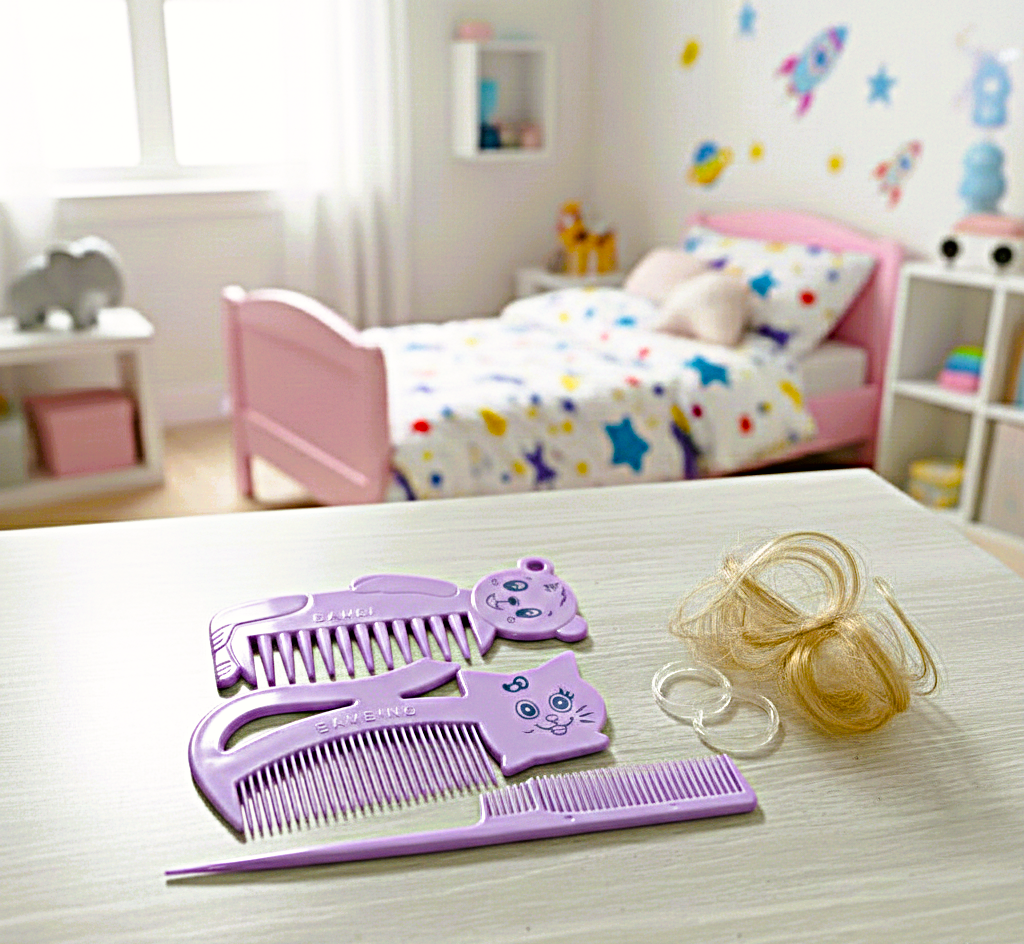 طقم امشاط للاطفال 3 قطع اسنان ناعمه للعنايه بشعر الاطفال