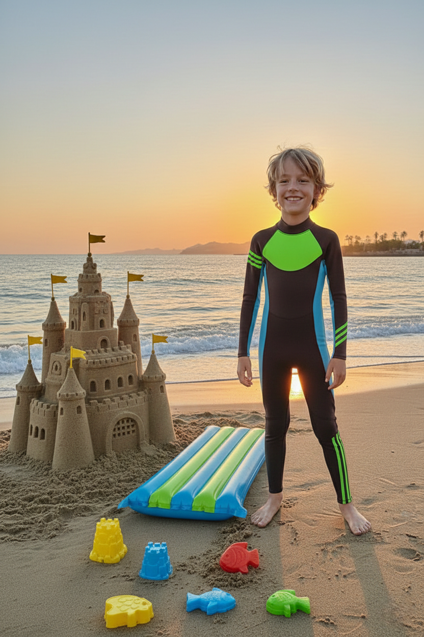 Gemini_Generated_Image_n7fkqmn7fkqmn7fk مايوه سباحة قطعة واحدة للأولاد احمي ابنك من ضرر اشعة الشمس وامنحه الحرية و الاناقة