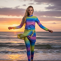 مايوه شرعي بوركيني للنساء مكوّن من 5 قطع بنطال ومايوه بكم وجيبه قصيره وكاش شيفون مقاوم للماء وتربونه