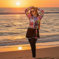 مايوه بوركيني المكون من 3 قطع ( جيمبسوت، سكيرت، وتربونة)سباحة بثقة وأناقة