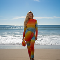 مايوه شرعي بوركيني للنساء مكوّن من 5 قطع بنطال ومايوه بكم وجيبه قصيره وكاش شيفون مقاوم للماء وتربونه