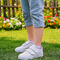 Gemini_Generated_Image_yb4ldsyb4ldsyb4l حذاء رياضي عصري جلد بتصميم ونمط أنيق للأطفال