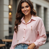 بلوزة حريمي أنيقة جدًا بتصميم عصري جذاب وقصة مميزة تناسب الإطلالات الرسمية والكاجوال