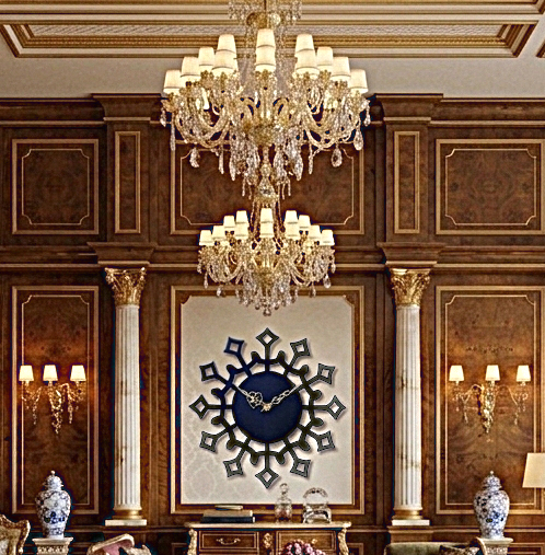 ساعة حائط خشبية كبيرة بتصميم كلاسيكي،لون اسود