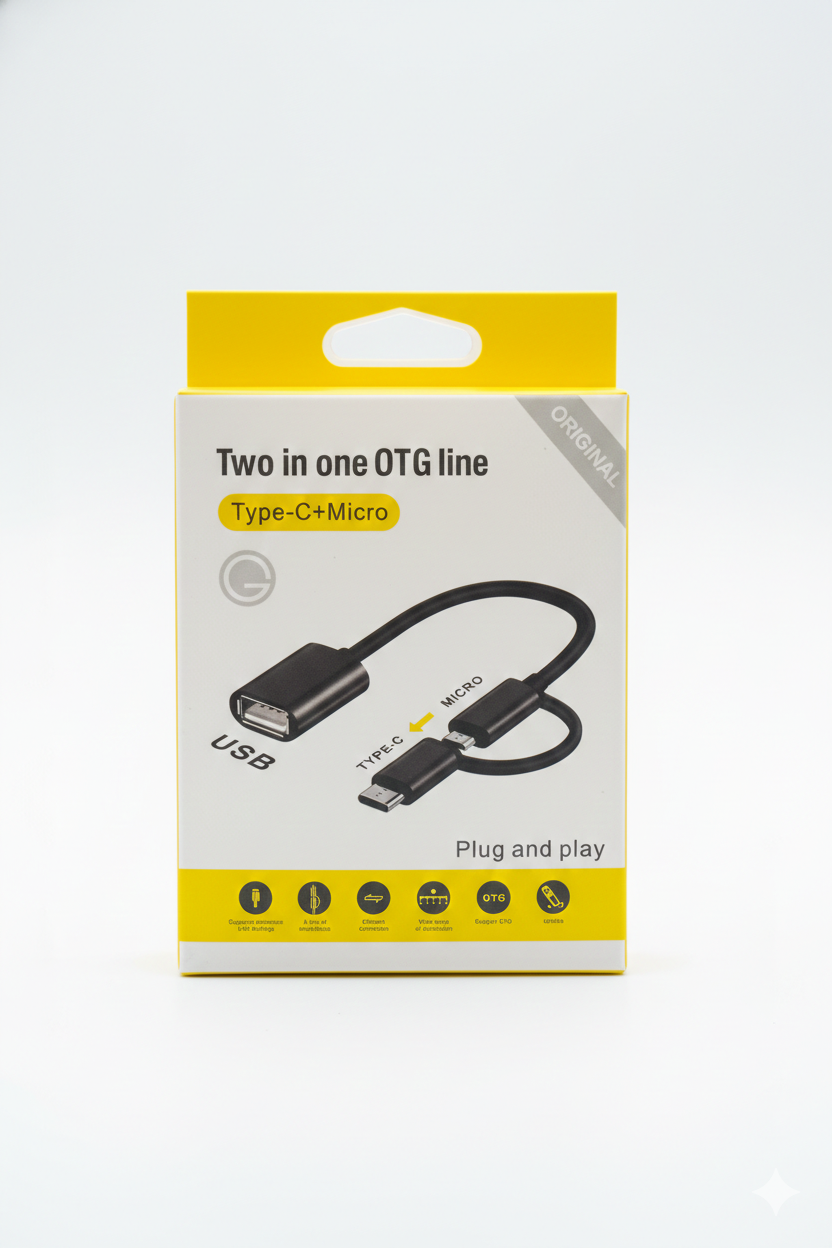 كابل OTG 2 في 1 (Type-C + Micro-USB) لتحويل الفلاشة للموبايل