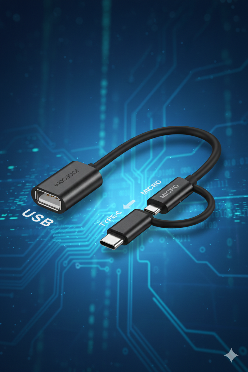 كابل OTG 2 في 1 (Type-C + Micro-USB) لتحويل الفلاشة للموبايل