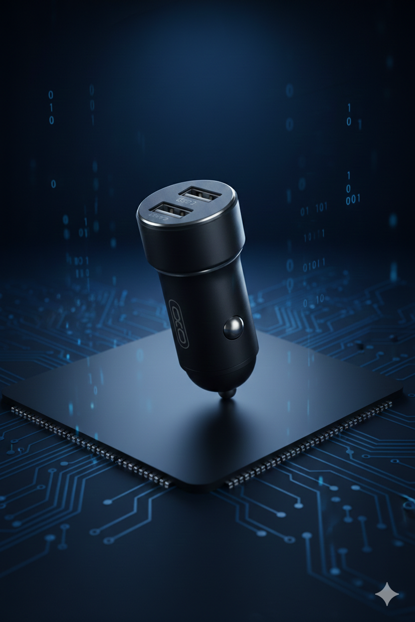 رأس شاحن متنقل للسيارة بمنفذين usb