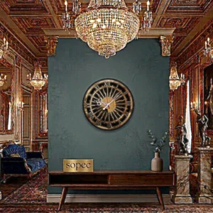 ساعة حائط أنيقة  ، خشب + اكريليك ، اسود، تناظري