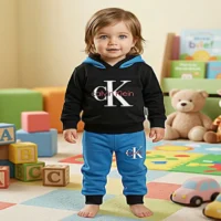 طقم بيجامة أطفال عصري، هودي وبنطلون ، تصميم مريح