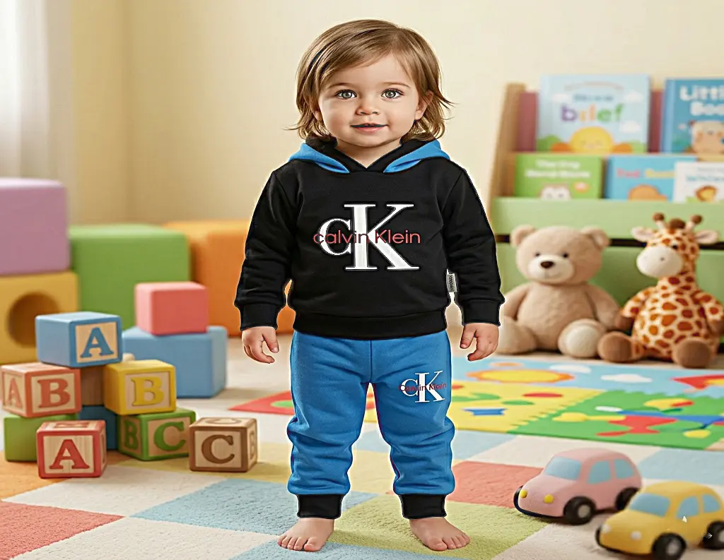 طقم بيجامة أطفال عصري، هودي وبنطلون ، تصميم مريح