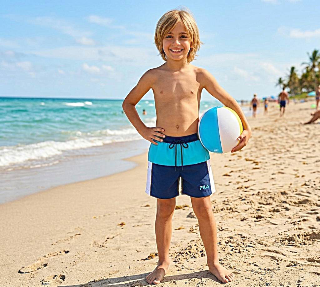 9 شورت سباحة للاولاد مضاد للماء 2 جيب شبك من الداخل