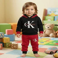 طقم بيجامة أطفال عصري، هودي وبنطلون ، تصميم مريح