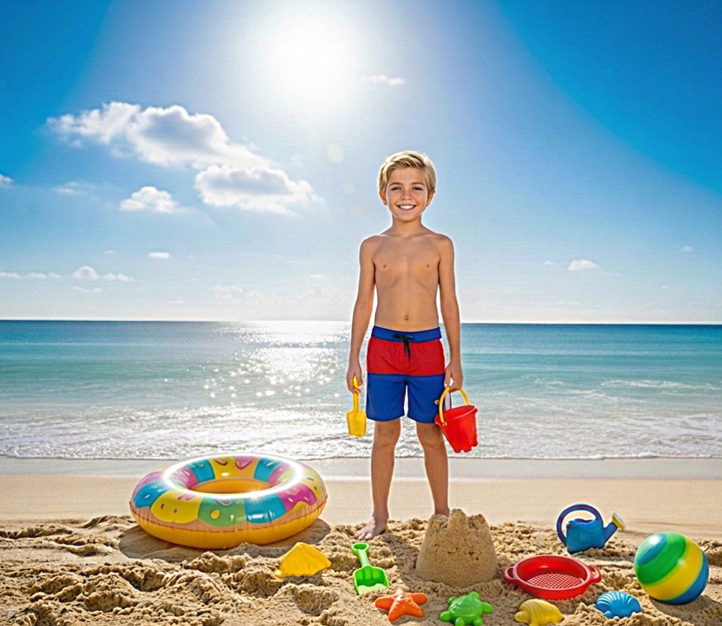 4 شورت سباحة للاولاد مضاد للماء 2 جيب شبك من الداخل